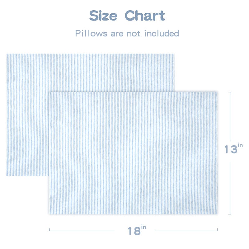 Zenssia Organic Cotton Toddler Pillowcase/Travel Pillowcase Pack of 2 Set 13x18 Inches with Envelope Closure - Soft & Breathable Baby Pillow Case Cover Blue Stripe - Image 4
